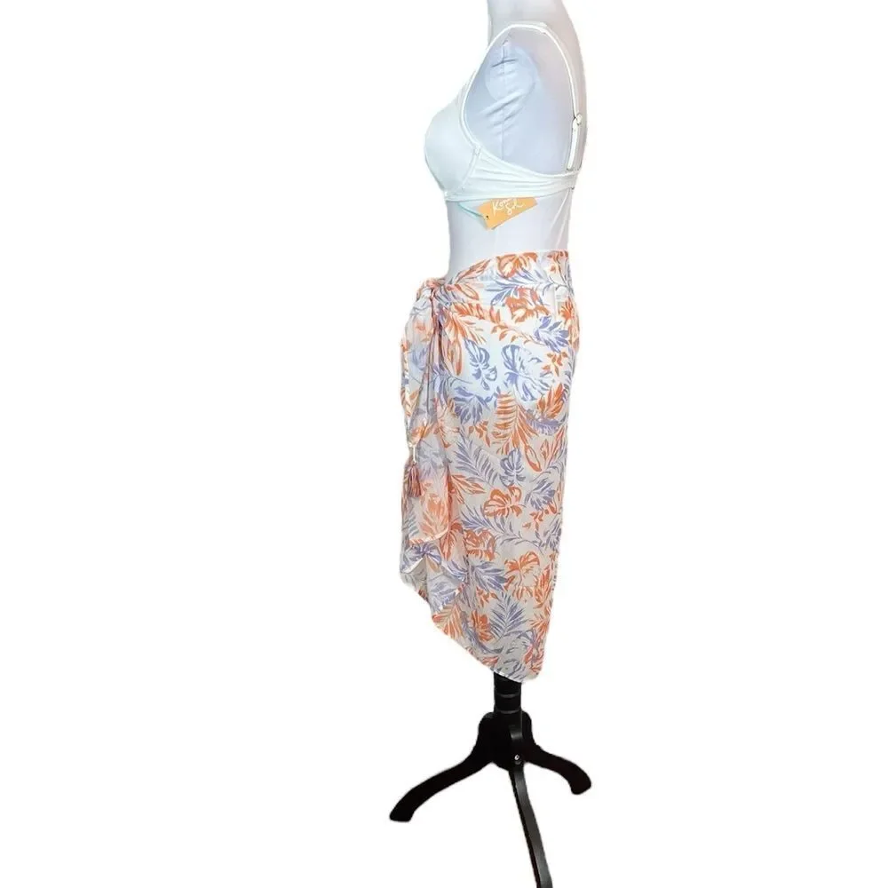 Lucky Brand Orange And Purple Swim Sarong Coverup Wrap, OSFM, NWT‎